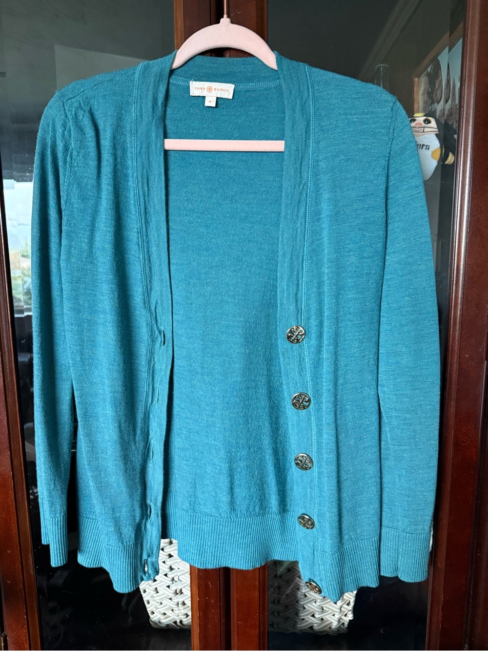Tory Burch Teal Button-Front Cardigan